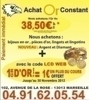 CAP OR: Achat or constant  102 avenue de la rose 13013 MARSEILLE  04 91 62 05 54